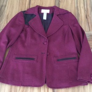 Vintage Liz Claiborne WoolMark Blend Blazer Burgundy and Black